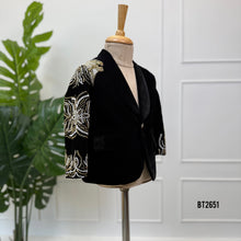 Load image into Gallery viewer, BT2651 Midnight Black Velvet Royal Designer Blazer for Baby Boys
