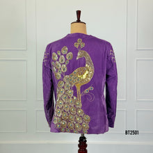 Load image into Gallery viewer, BT2501 Lavender Peacock Embroidered Dad Blazer | Royal Velvet Party &amp; Wedding Outfit
