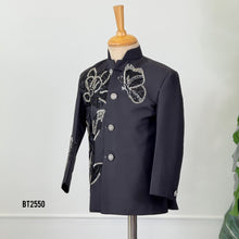 Load image into Gallery viewer, BT2550 Black Butterfly &amp; Floral Embellished Sherwani | Premium Party Wear for Boys
