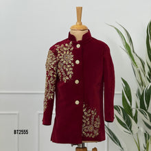 Load image into Gallery viewer, BT2555 Maroon Velvet Floral Heritage Jhodpuri
