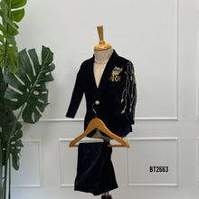 Load image into Gallery viewer, BT2663 Royal Navy Velvet Personalized Designer Blazer for Baby Boys
