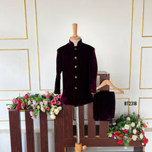 Load image into Gallery viewer, BT2318  Majestic Velvet Sherwani – A Regal Look for Your Prince 🤵✨
