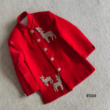 Load image into Gallery viewer, BT2324 🦌 Enchanted Reindeer Royal Red Jacket – Festive &amp; Party Edition 🎄✨
