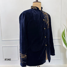 Load image into Gallery viewer, BT2462 Royal Leaf Cascade Embroidered Velvet Jodhpuri for Dad 🌿✨
