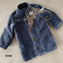 Load image into Gallery viewer, BT2184 Regal Elephant Embroidered Velvet Boys Party Wear Jacket 🐘✨
