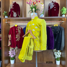 Load image into Gallery viewer, BT2578 Premium Velvet Baby Boy Sherwani – Mustard Yellow Palm Breeze Edition
