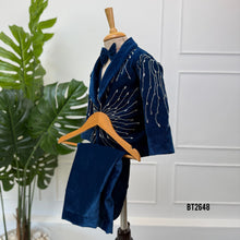 Load image into Gallery viewer, BT2648 Royal Blue Velvet Designer Blazer Set for Baby Boys
