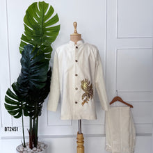 Load image into Gallery viewer, BT2451 Designer Baby Boy Ivory Kurta Set with Golden Eagle Hand Embroidery

