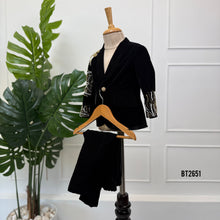 Load image into Gallery viewer, BT2651 Midnight Black Velvet Royal Designer Blazer for Baby Boys
