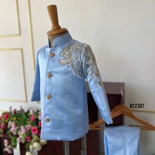 Load image into Gallery viewer, BT2307 ✨ Prince Charming’s Dream Outfit – Sky Blue Royal Bandhgala ✨
