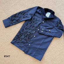Load image into Gallery viewer, 🖤 BT2477 Black Crystal Embellished Designer Shirt for Baby Boys
