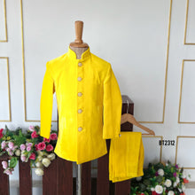 Load image into Gallery viewer, BT2312 🌟 Radiant Royalty: Mustard Yellow Bandhgala for Boys 🌟
