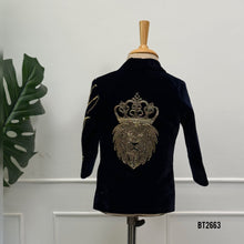 Load image into Gallery viewer, BT2651 Midnight Black Velvet Royal Designer Blazer for Baby Boys
