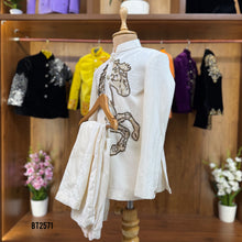 Load image into Gallery viewer, BT2571 Ivory Embellished Horse Motif Boys’ Indo-Western Jacket
