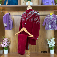Load image into Gallery viewer, BT2593 Premium Velvet Baby Boy Sherwani – Maroon Royal Drip  Edition
