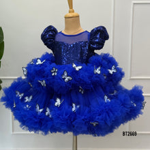 Load image into Gallery viewer, BT2669 Royal Blue Butterfly Tutu Birthday Dress for Baby Girls
