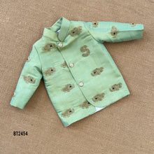 Load image into Gallery viewer, BT2454 Royal Elephant Embroidered Mint Green Baby Boy Jodhpuri Set 🐘💚✨
