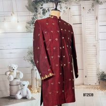 Load image into Gallery viewer, BT2539 Maroon Classic Heritage Sherwani for Dad – Timeless Royal Elegance
