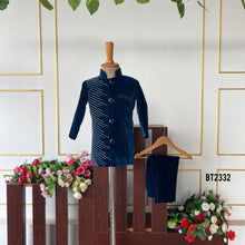 Load image into Gallery viewer, BT2332✨ Midnight Royalty – Blue Velvet Sherwani for Boys ✨
