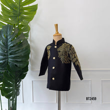 Load image into Gallery viewer, BT2459 Royal Lion Theme Embroidered Black Baby Boy Jodhpuri 🦁✨
