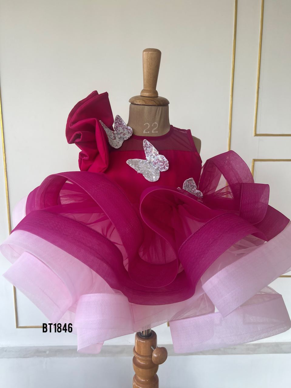 BT1846  Butterfly Tulle Dress for Baby Girls