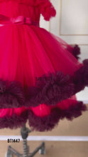 Load and play video in Gallery viewer, BT1447 Hotpink Party Wear Gown with Ruffles

