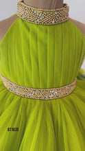 Load and play video in Gallery viewer, BT1835 Lime Light Gala Dress - A Zestful Touch for Celebrations
