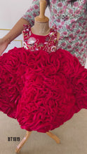 Load and play video in Gallery viewer, BT1819  Luxe Regal Crimson Bloom Gala Gown

