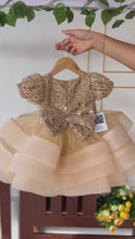 Load and play video in Gallery viewer, BT1528 Girls Gold Infused Party wear Frock

