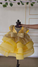 Load and play video in Gallery viewer, BT1648 Golden Sunrise Dress - A Glimmer of Joy for Tiny Trendsetters
