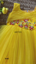 Load and play video in Gallery viewer, BT1463 Sunny Blossom: Radiant Yellow Embellished Party Dress for Your Little Sunshine
