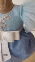 Load and play video in Gallery viewer, BT1768 Sky Blue Tulle Party Dress with Sparkling Swan Appliqué
