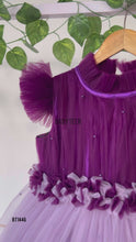 Load and play video in Gallery viewer, Bt1446 Lavender and Purple Combo Party Wear Long Gown

