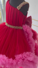 Load and play video in Gallery viewer, BT1434 Double Ruffle Longtrail Party wear Gown
