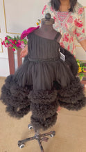 Load and play video in Gallery viewer, BT1536 Midnight Blossom Frolic Frock – Elegance in Ebony for Petite Parties

