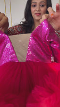 Load and play video in Gallery viewer, BT1381 Designer Ruffle Sequins Party Wear Frock
