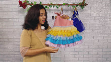 Load and play video in Gallery viewer, BT582 Multi Color Pleated One Shoulder Birthday Frock
