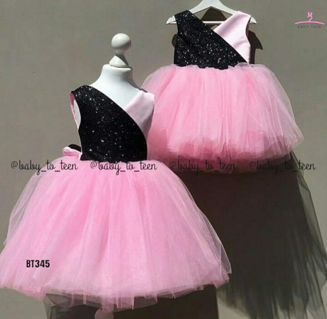 BT345 Pink Black Frock