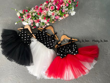 Load image into Gallery viewer, BT092 Polka Dots Semi Partywear Sleeveless Frock With Bunny Ears and Tulle Skirting
