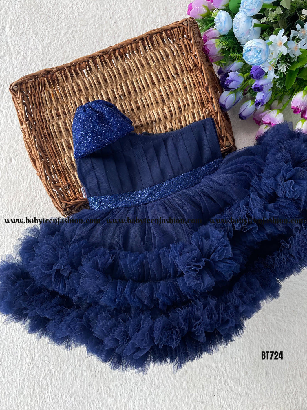BT724 Designer  One Shoulder Frock for Birthday Girls