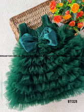 Load image into Gallery viewer, BT1329 Green Frills Party wear Frock
