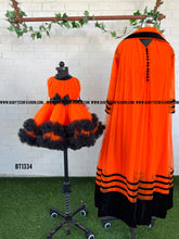 Load image into Gallery viewer, BT1334 Orange Black Double Ruffle Frock
