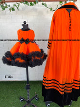 Load image into Gallery viewer, BT1334 Orange Black Double Ruffle Frock
