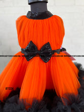 Load image into Gallery viewer, BT1334 Orange Black Double Ruffle Frock
