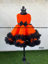 Load image into Gallery viewer, BT1334 Orange Black Double Ruffle Frock
