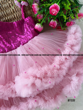 Load image into Gallery viewer, BT1335 Purple Sequins Party wear Ruffle Frock
