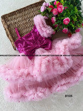 Load image into Gallery viewer, BT1335 Purple Sequins Party wear Ruffle Frock
