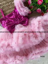 Load image into Gallery viewer, BT1335 Purple Sequins Party wear Ruffle Frock
