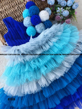 Load image into Gallery viewer, BT1336 Ocean Whispers – Cascading Blue Layered Dress
