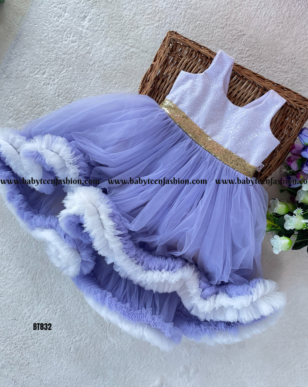 BT832 Ruffle HighLow Party Wear Frock